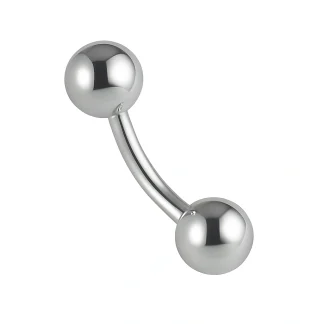 Banán piercing 1.6 mm – polírozott ezüst ívelt testékszer 3–5 mm golyós végekkel