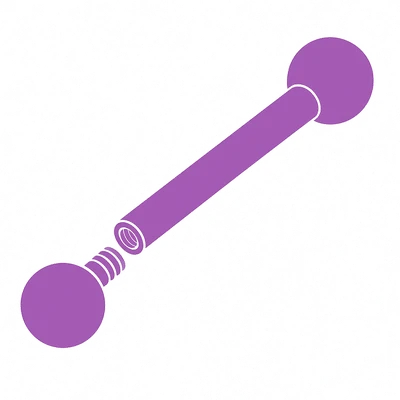 Belsőmenetes labret piercing – márkára szabott illusztráció Belsőmenetes piercing illusztráció – labret típus, menetes szár és golyó csatlakozás