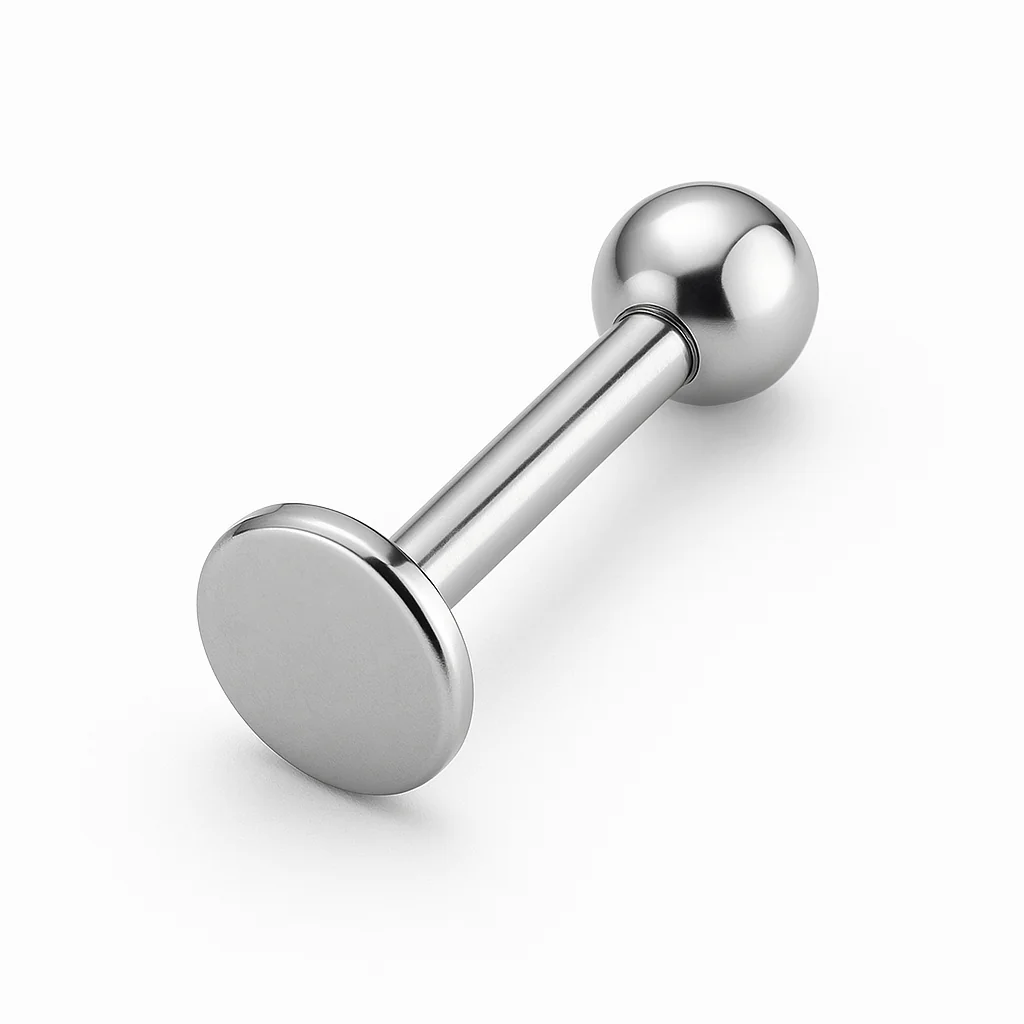 Labret piercing prémium titánból, talpas hátú testékszer