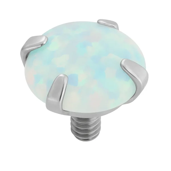 Moon Yellow Opal – Claw Foglalatos Fejrész Moon Yellow Opal piercingfej polírozott titánium karmokkal és pasztell sárgás opállal.