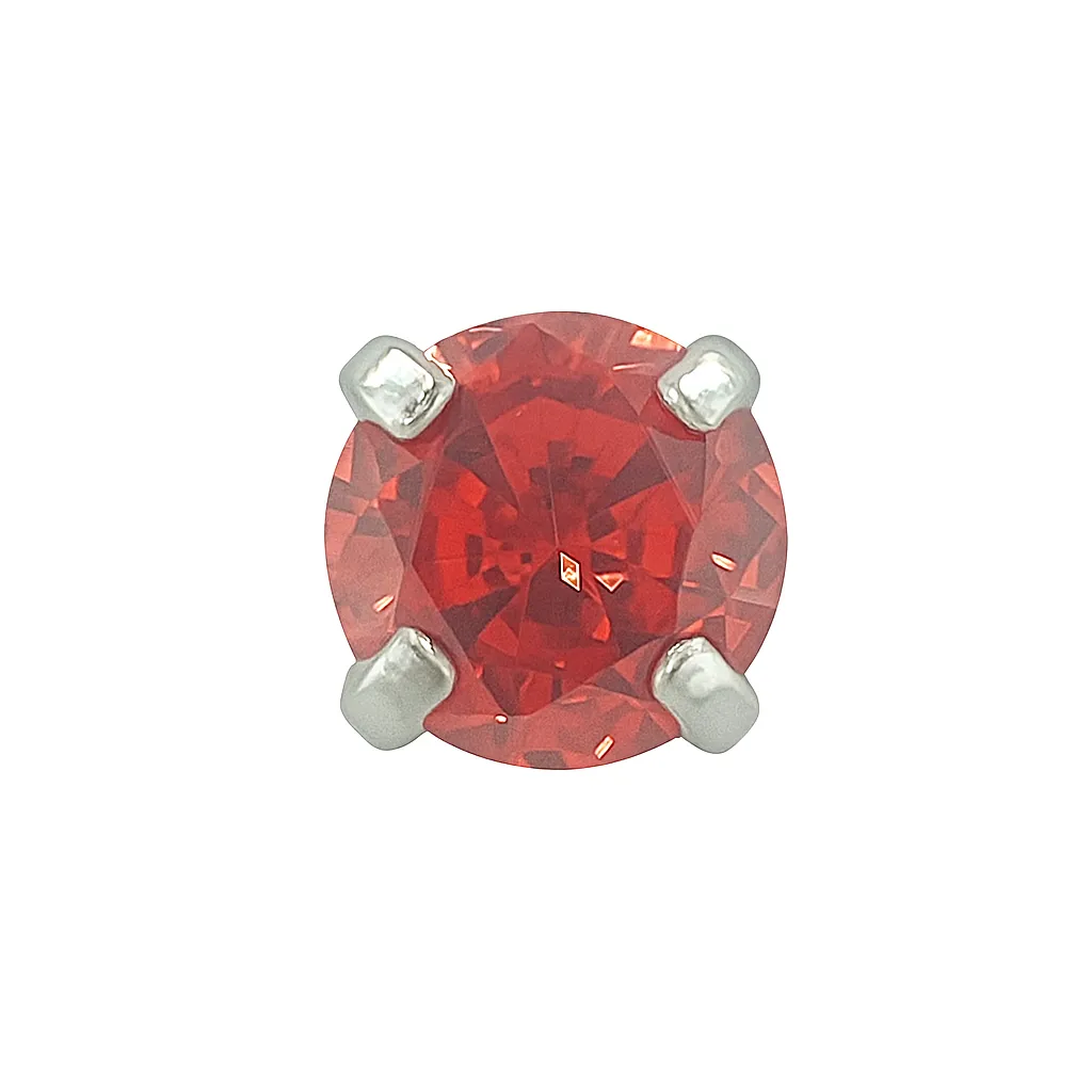 Garnet színű, prong foglalatos piercing fejrész titán foglalatban.