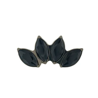 Fekete marquise kristályos piercing fejrész titán foglalatban