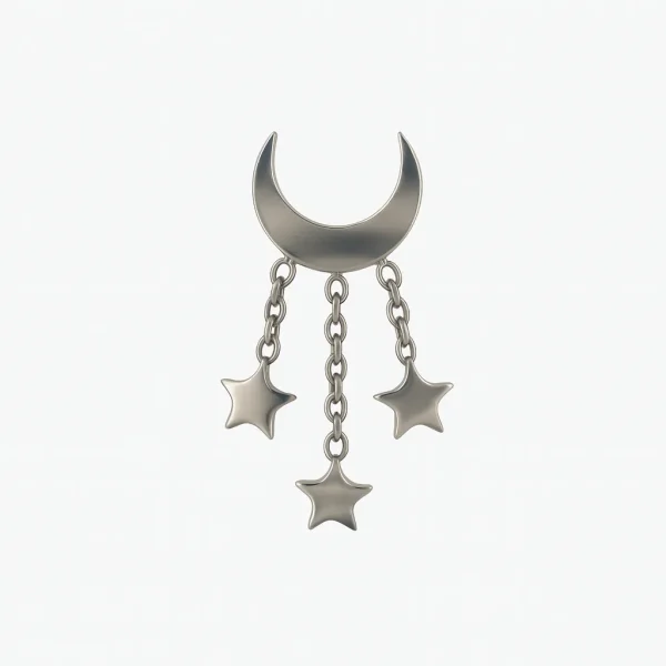 Stary titán piercing fejrész félholddal és csillagokkal