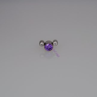 Deadly Nightshade – Lila Hármas Cluster piercing fejrész lila és fehér cirkónia kövekkel, titánium foglalatban – LilaCsiga