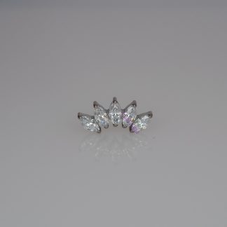 Soraya – Marquise piercing fejrész öt marquise csiszolású cirkónia kővel, legyező formában – LilaCsiga