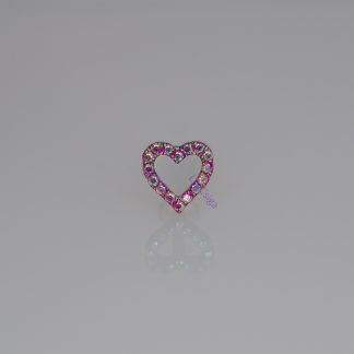 Cerise Szív – Rubin Aurora kristályos piercing fejrész szív alakban, csillogó és irizáló kristályokkal – LilaCsiga