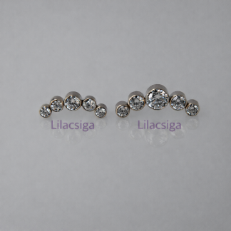 Clear Cubic Zirconia Cluster piercing fejrész öt ragyogó cirkónia kővel, polírozott titánium foglalatban – LilaCsiga