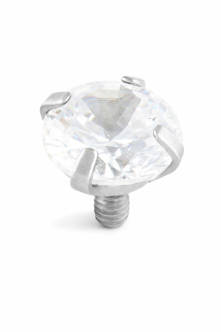 Titán karmos kristályos piercing cserefej átlátszó CZ-vel, belső menetes szárhoz (1.6 mm)