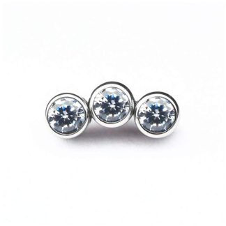 Háromköves titán piercing fejrész átlátszó kristályokkal - Mini 3 Triana Cluster