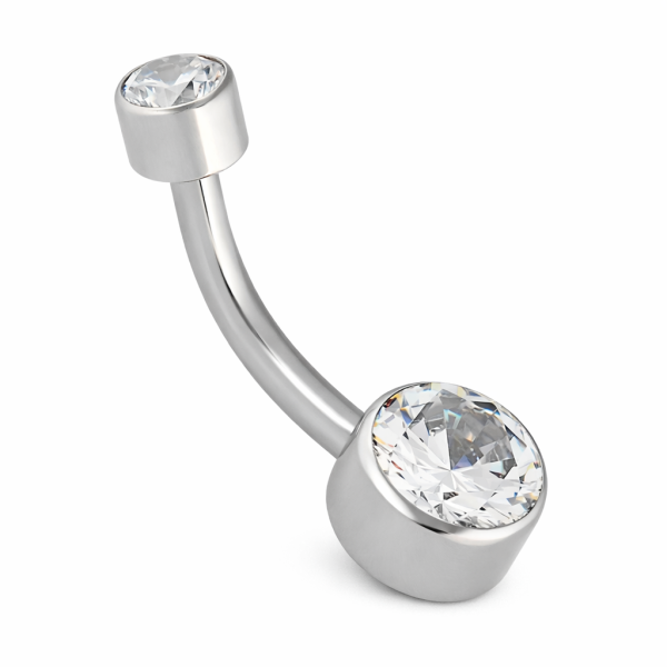 Titán köldökpiercing – Clear Cubic Zirconia Micro Navel Curve Titán köldökpiercing clear cubic zirconia micro navel curve