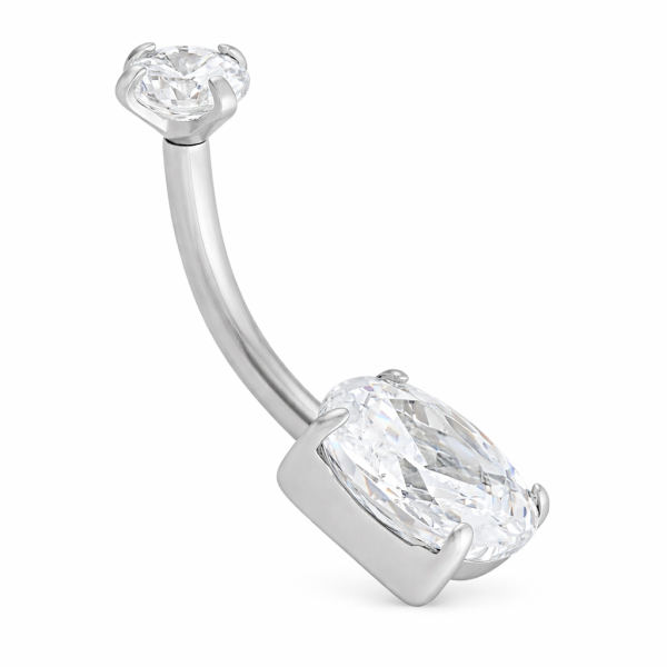 Titán köldök piercing – Clear Oval CZ kristállyal