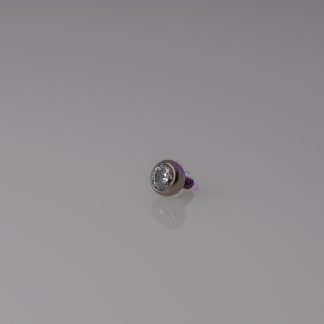 Titán piercing golyó átlátszó CZ kristállyal, belső menetes szárhoz (1.2 mm)