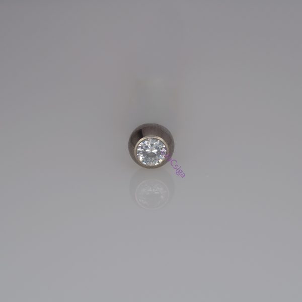 Titán piercing golyó átlátszó CZ kristállyal, belső menetes szárhoz (1.6 mm)