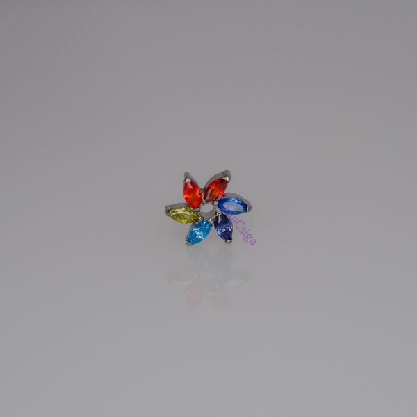 Pride Catherine Wheel színes kristályos titán piercing fejrész.