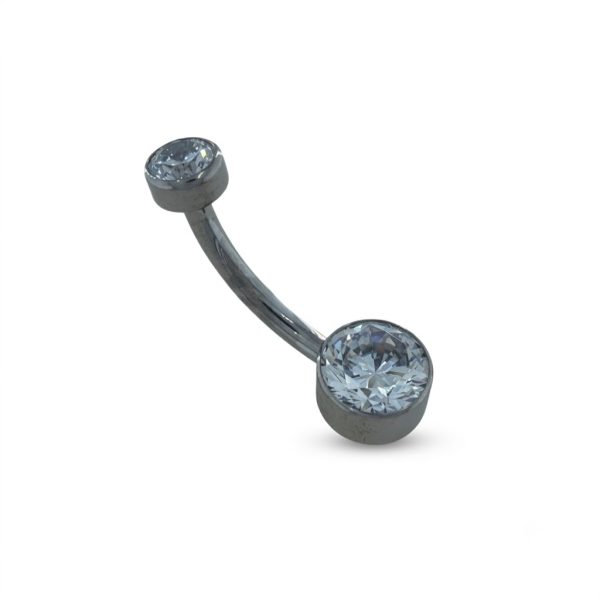 Titán köldökpiercing – Clear Cubic Zirconia Micro Navel Curve Titán köldökpiercing clear cubic zirconia micro navel curve