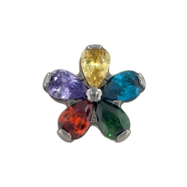 Pride Anemone színes köves virág alakú titán piercing fejrész