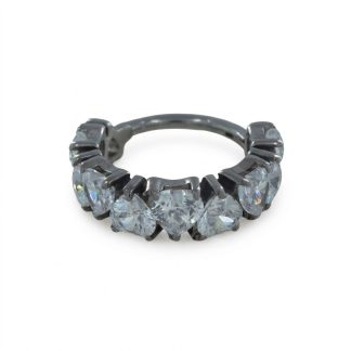 Lovecuff szív alakú cirkónia kövekkel díszített titánium clicker piercing karika