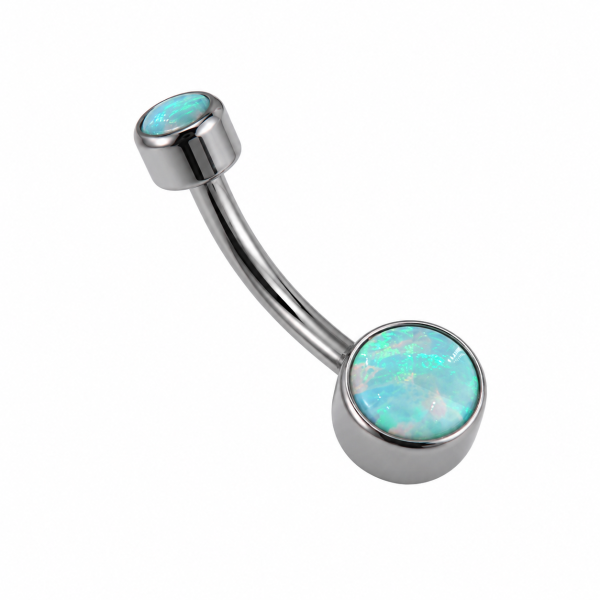 Titán köldökpiercing – Magic Lake Micro Navel Curve Titán köldökpiercing Magic Lake opál kővel
