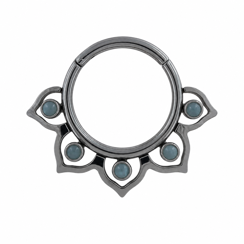 Reece Hinged Ring 10 mm amazonit kövekkel