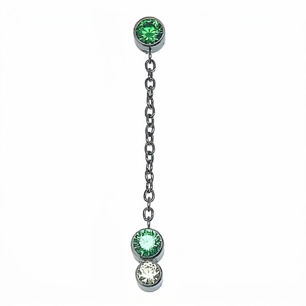 Pea Drop zöld cirkónia piercing függő – titán, 1,2 mm